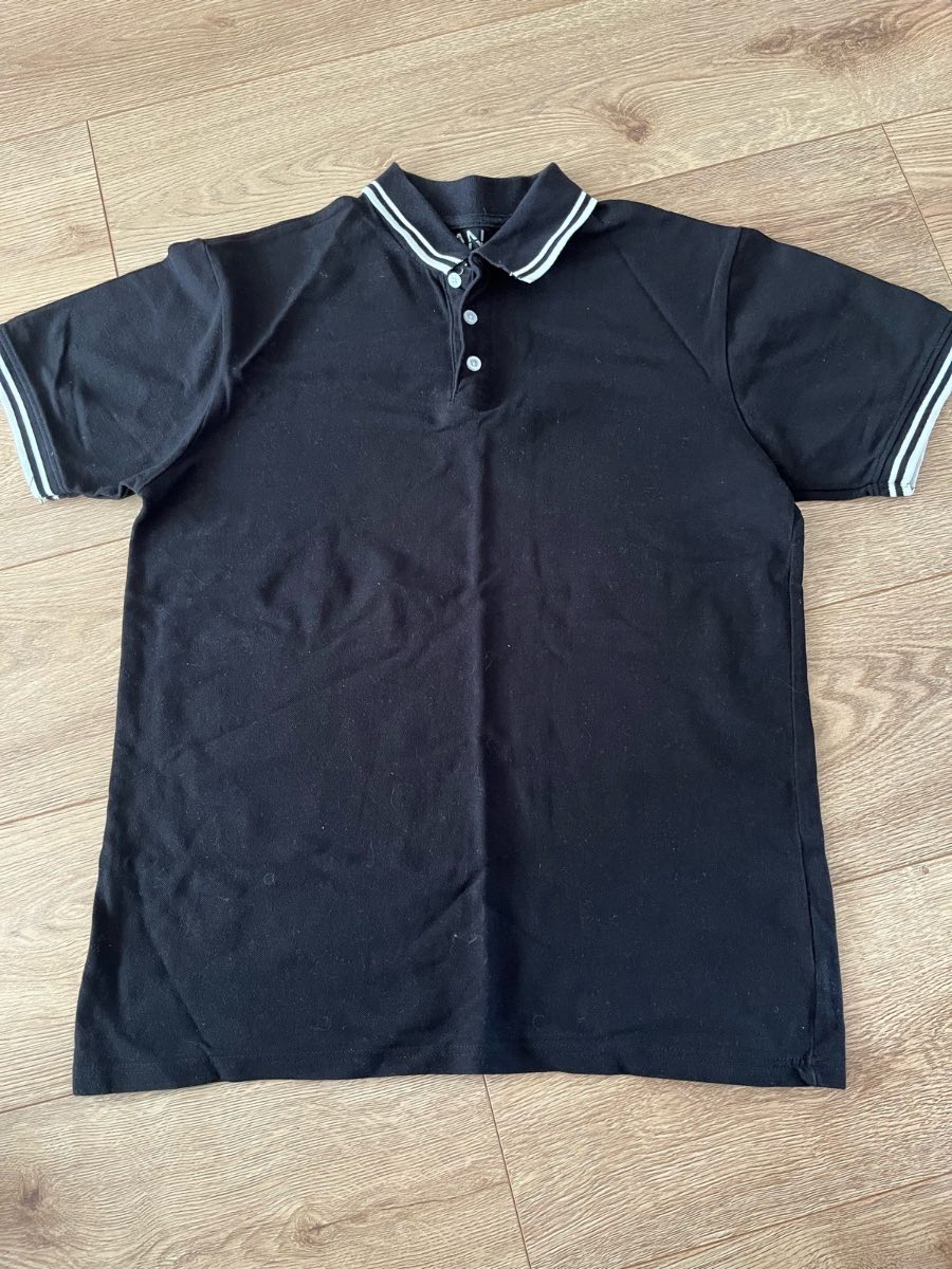 boohooMAN Men's Slim Tipped Pique Polo Shirt Black Medium