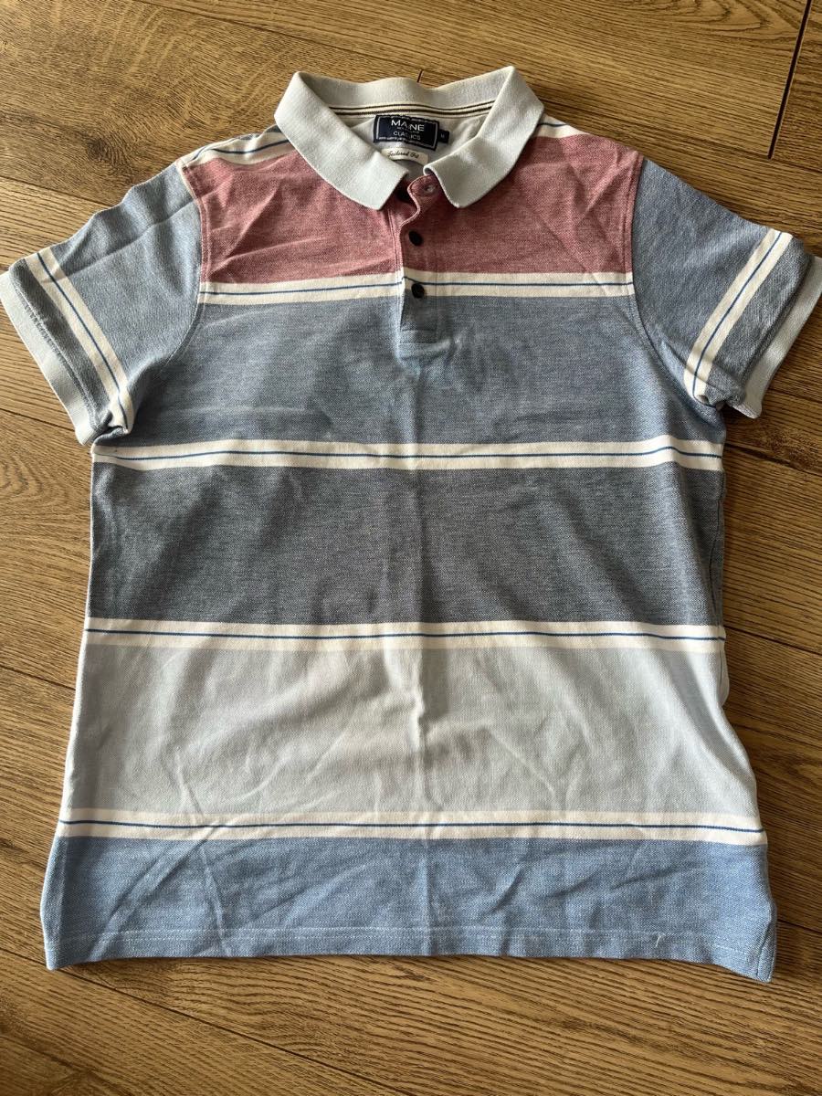 Maine Classics Blue & Burgundy Striped Polo Top M