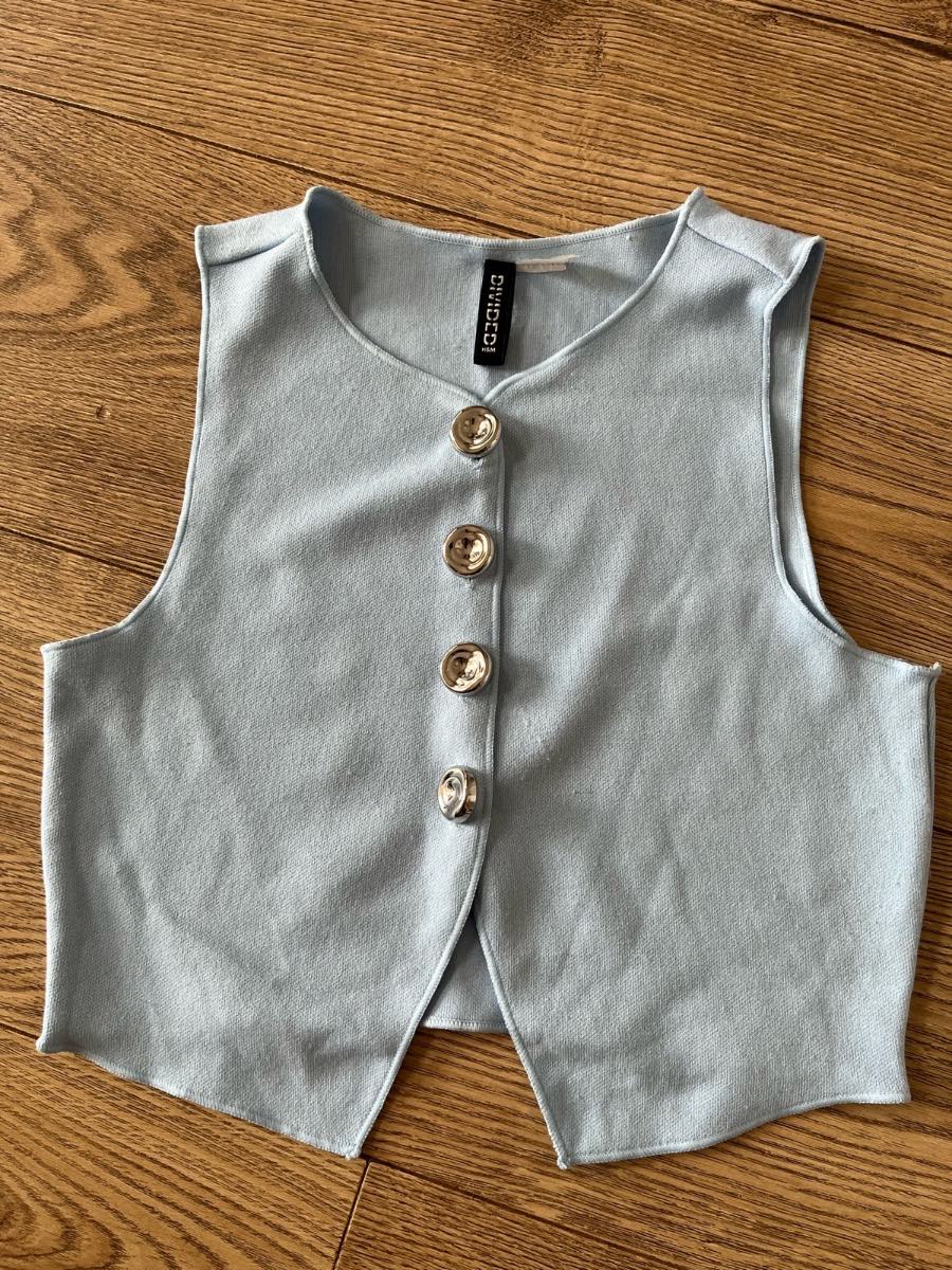 H&M Divided Light Blue Jersey Cropped Waistcoat / Vest XXS