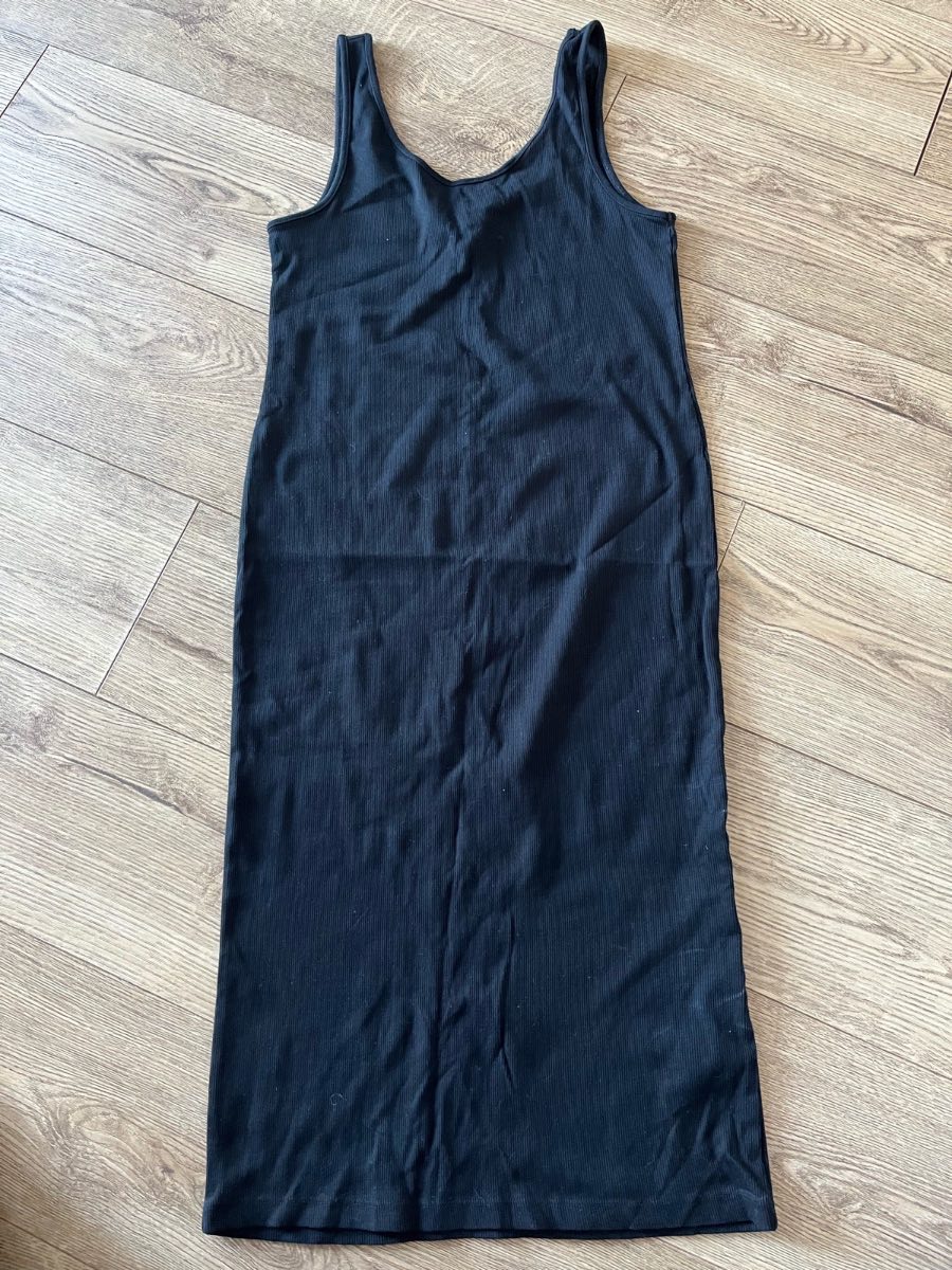 H&M Black Ribbed Tank Maxi Dress - Size L