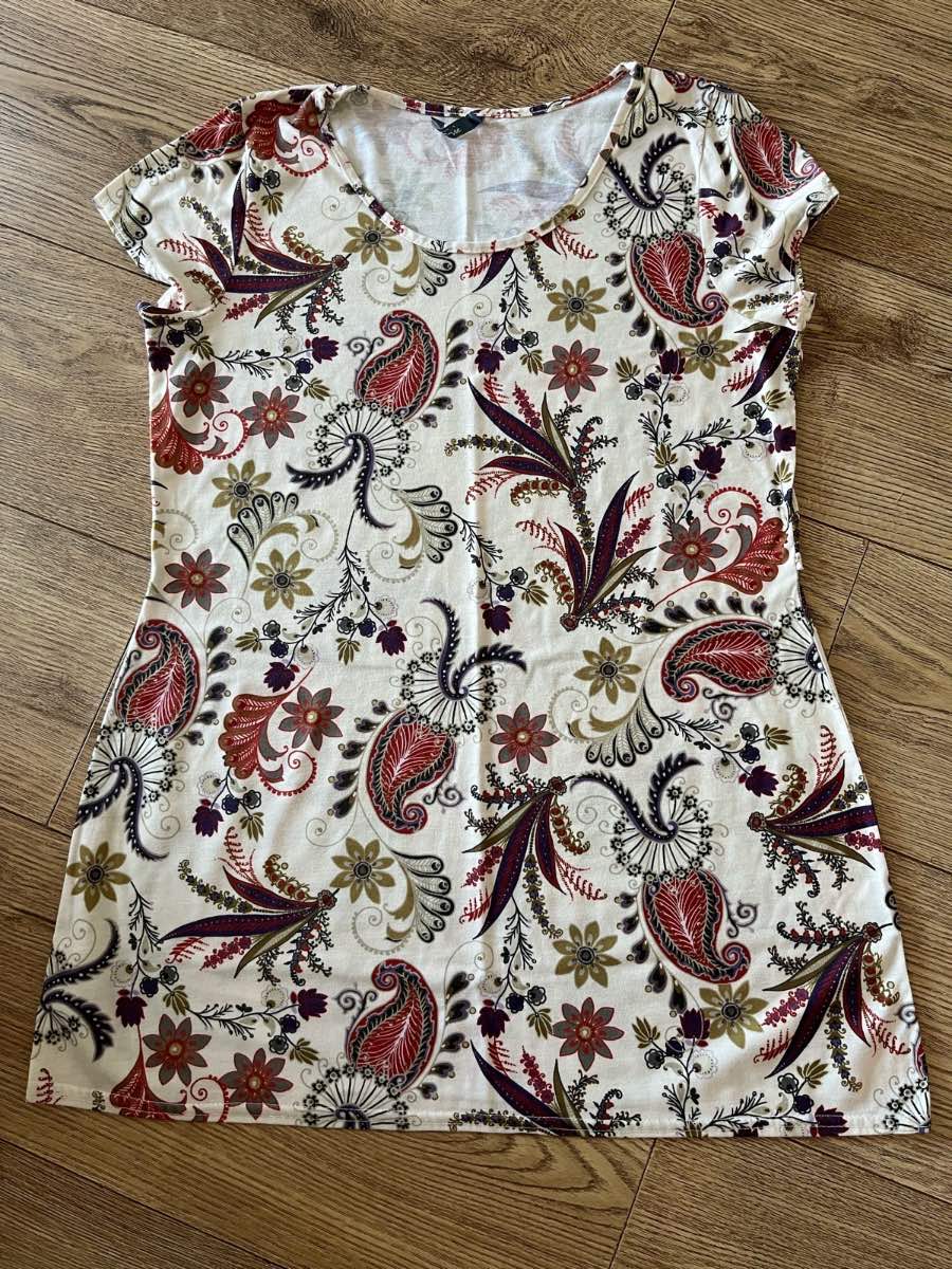 E-vie Paisley Floral Print Short Sleeve Top / Tunic Dress Size 14