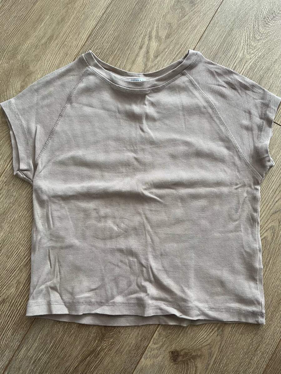 Primark Taupe Ribbed Knit Cropped T-Shirt Size L