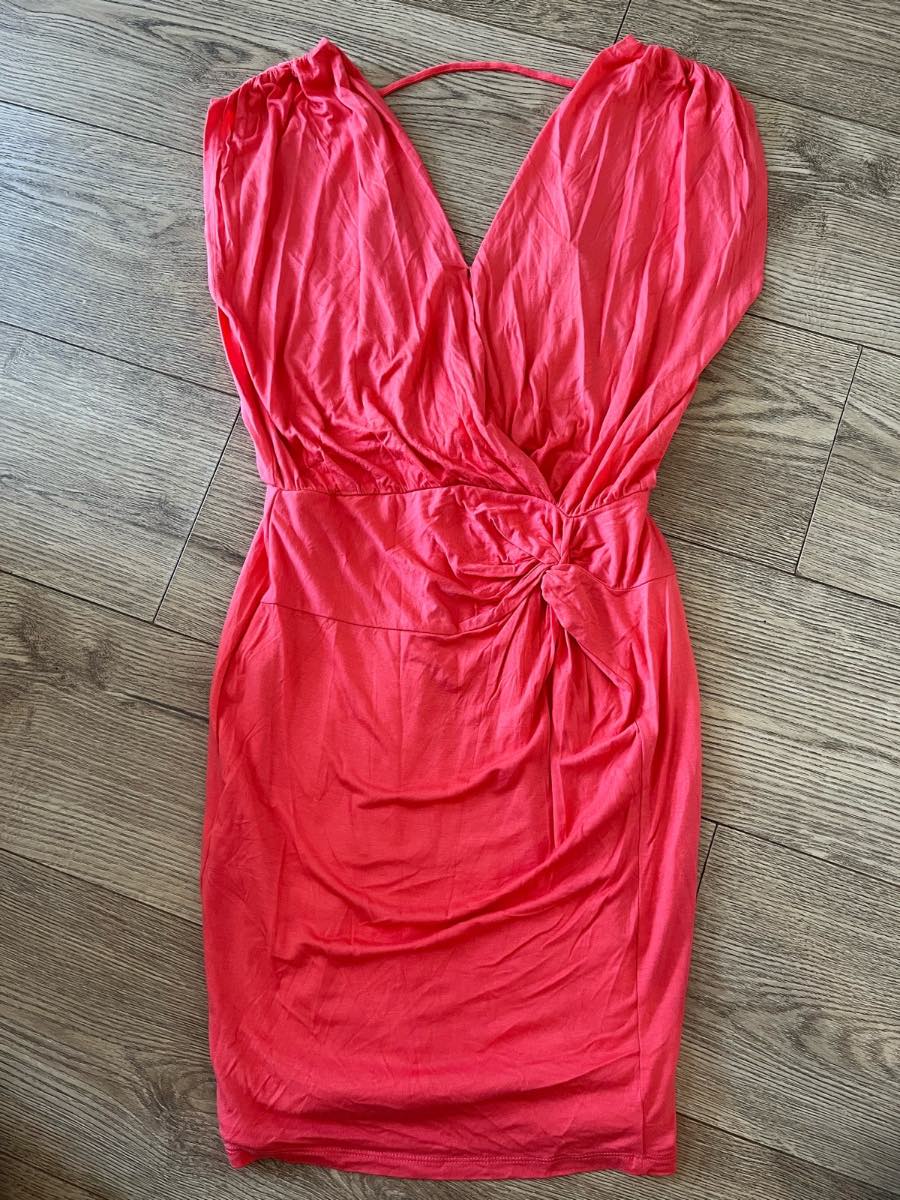 Forever 21 Coral Pink Draped Wrap Mini Dress - Size S
