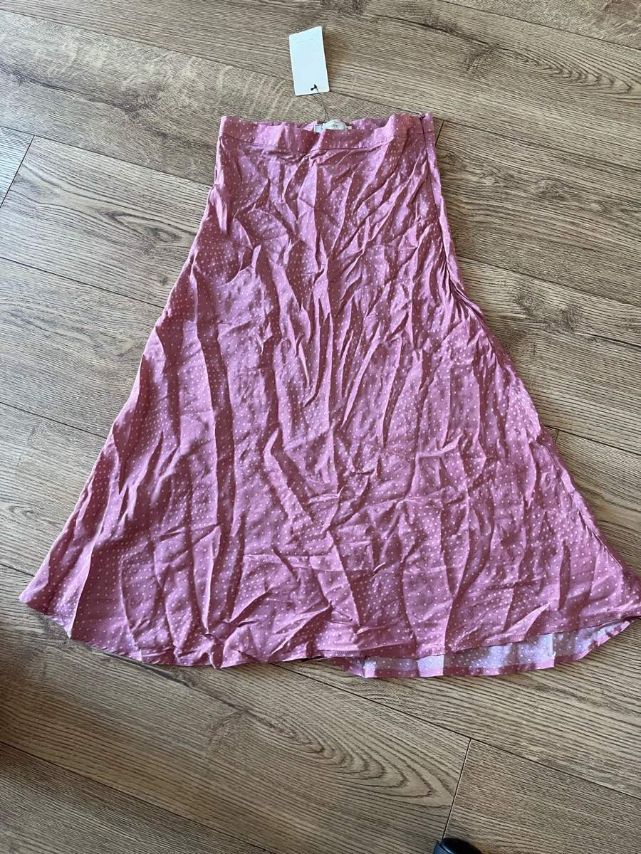 BNWT Vera & Lucy Pink Polka Dot Midi Skirt Size Small
