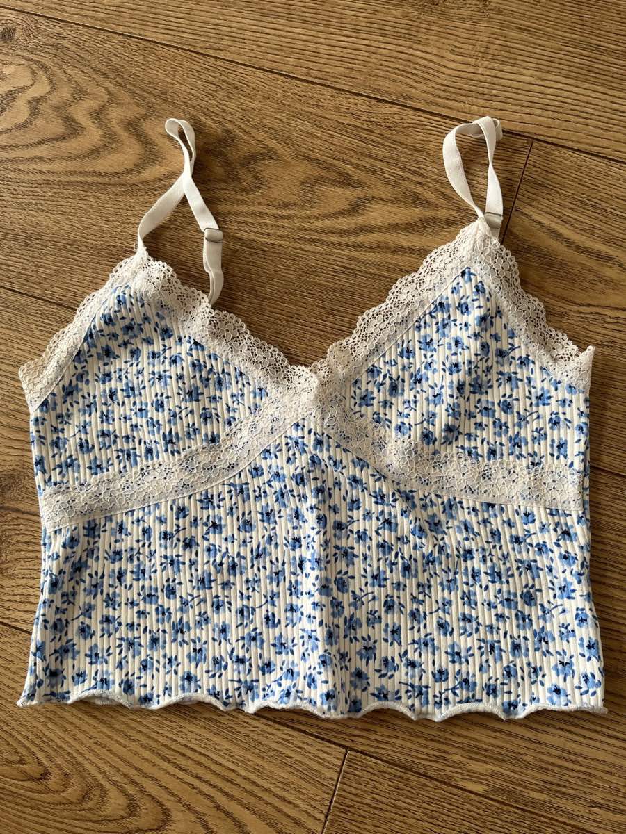 Y2K Style H&M Divided Floral Ditsy Print Lace Cami Top Size Small