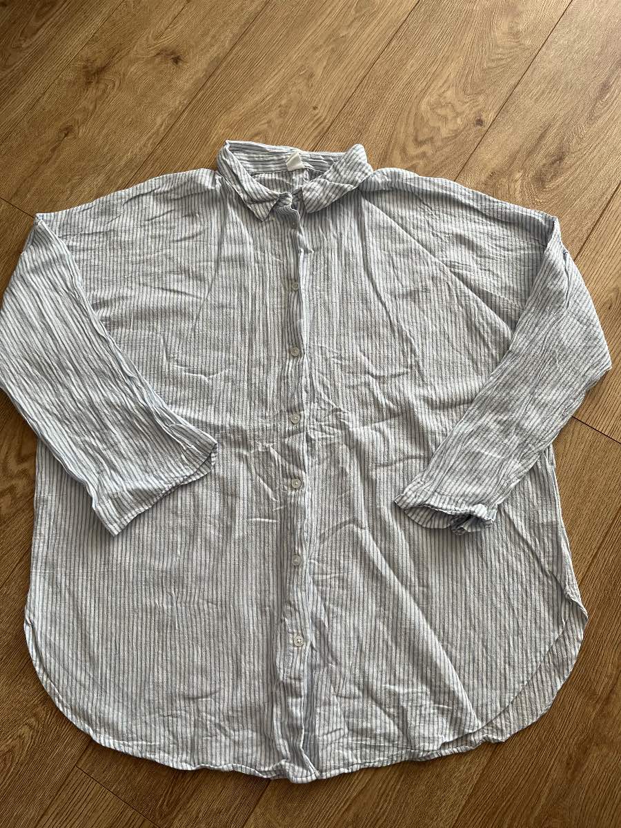 Primark Oversized Coastal Stripe Shirt Blue/White L Very Good Condition