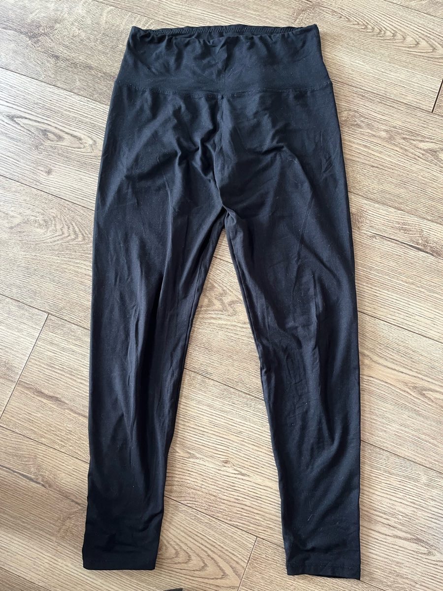 Plain Black High Waisted Leggings - Size Large
