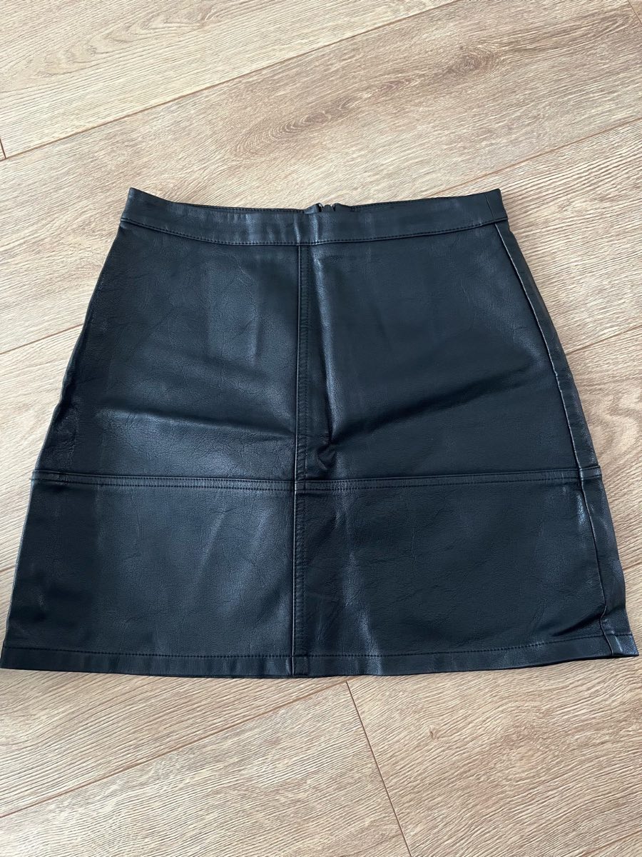 New Look Black Faux Leather Mini Skirt - Size 10