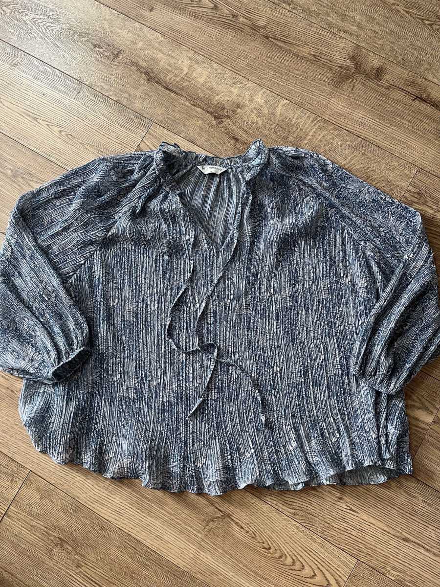 Tu Morris & Co. Plus Size 24 Blue Willow Print Boho Peasant Top