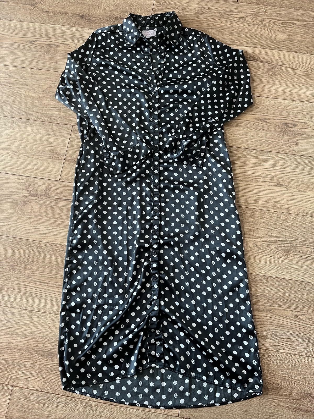 Dancing Leopard Black Polka Dot Shirt Dress - Size 10