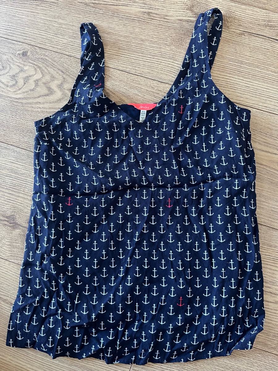 Joules Navy Blue Anchor Print Kyra Cami Top Size 6