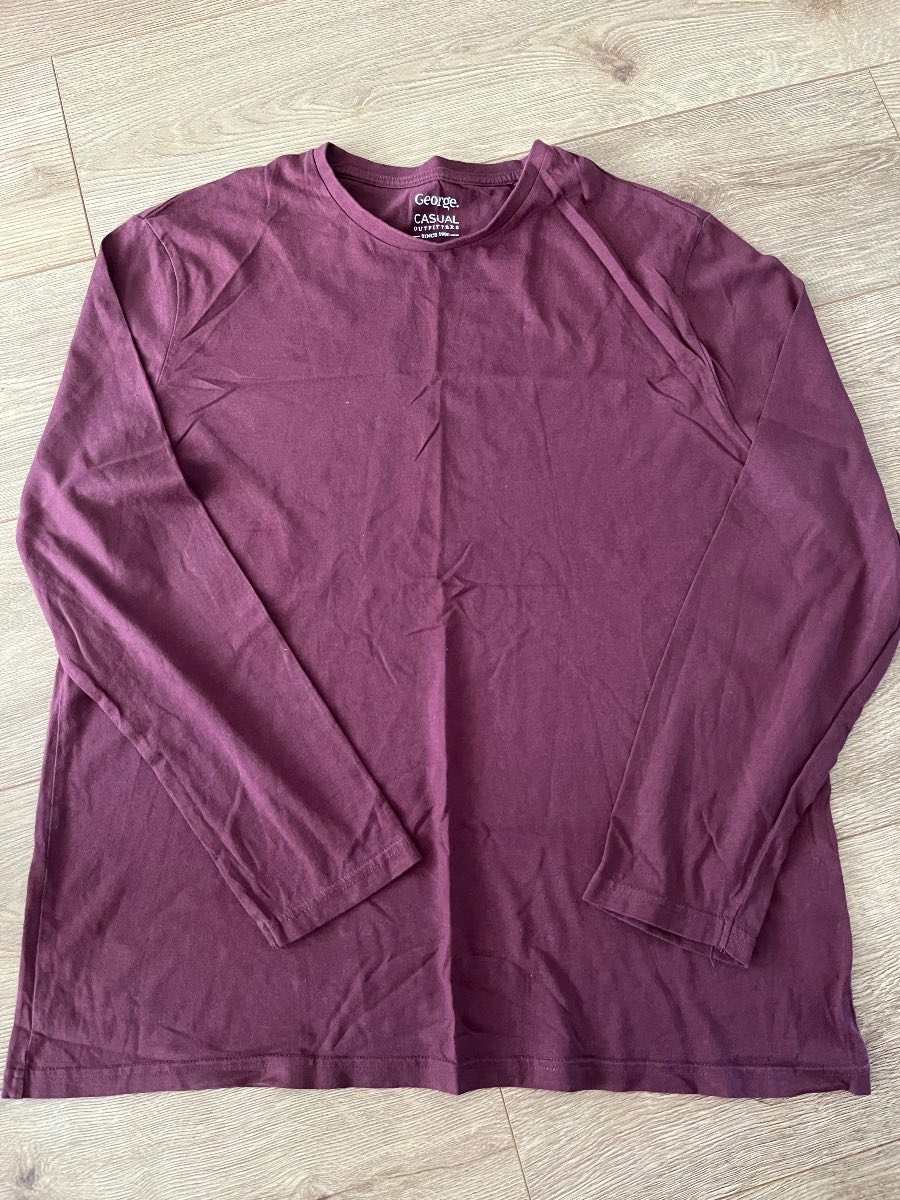 George Men's Long Sleeve T-Shirt | Plum/Burgundy | Size Large | VGC