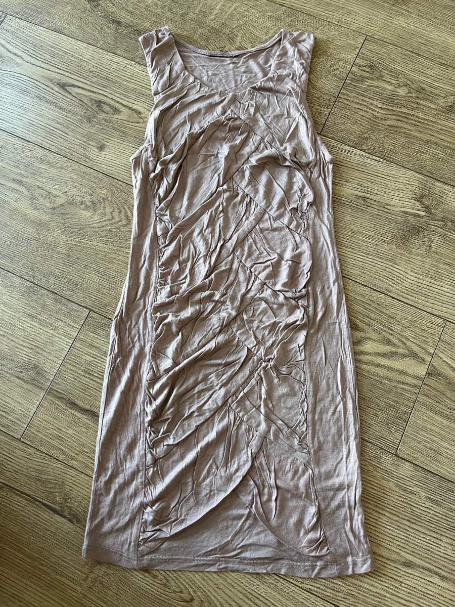 Dusky Pink Draped Crinkle Tank Mini Dress - Size 6