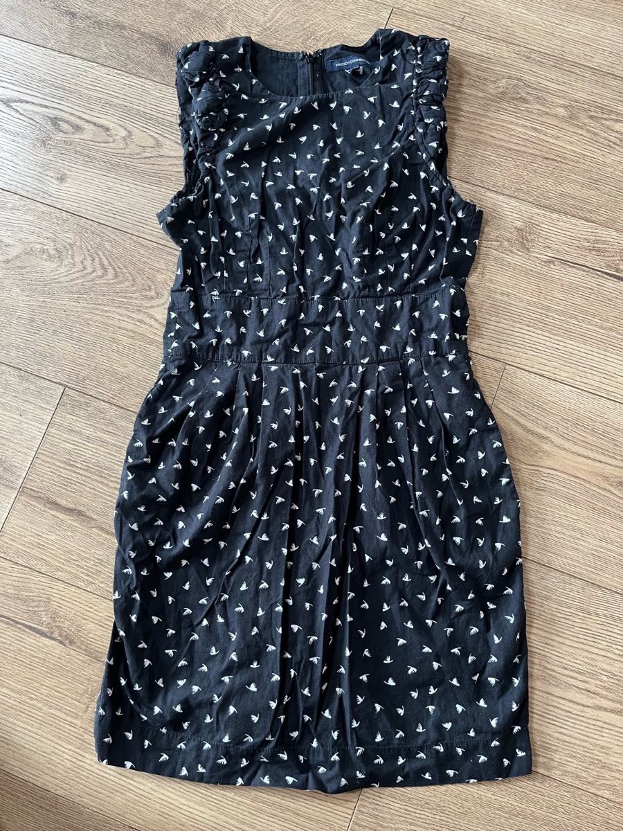 French Connection Black Printed Mini Dress - UK 8