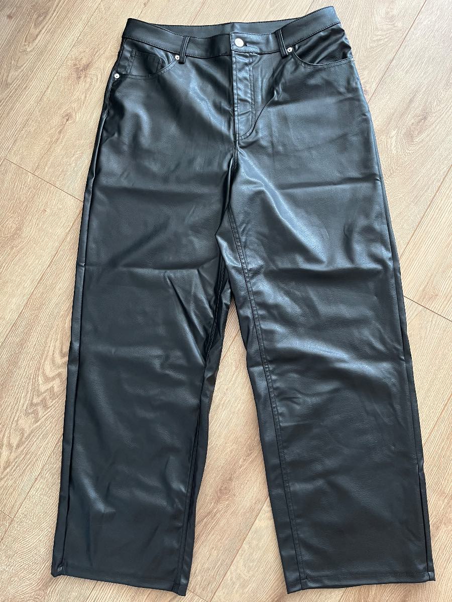 Black Coated Trousers H&M Divided High Waist EUR 42 UK 14