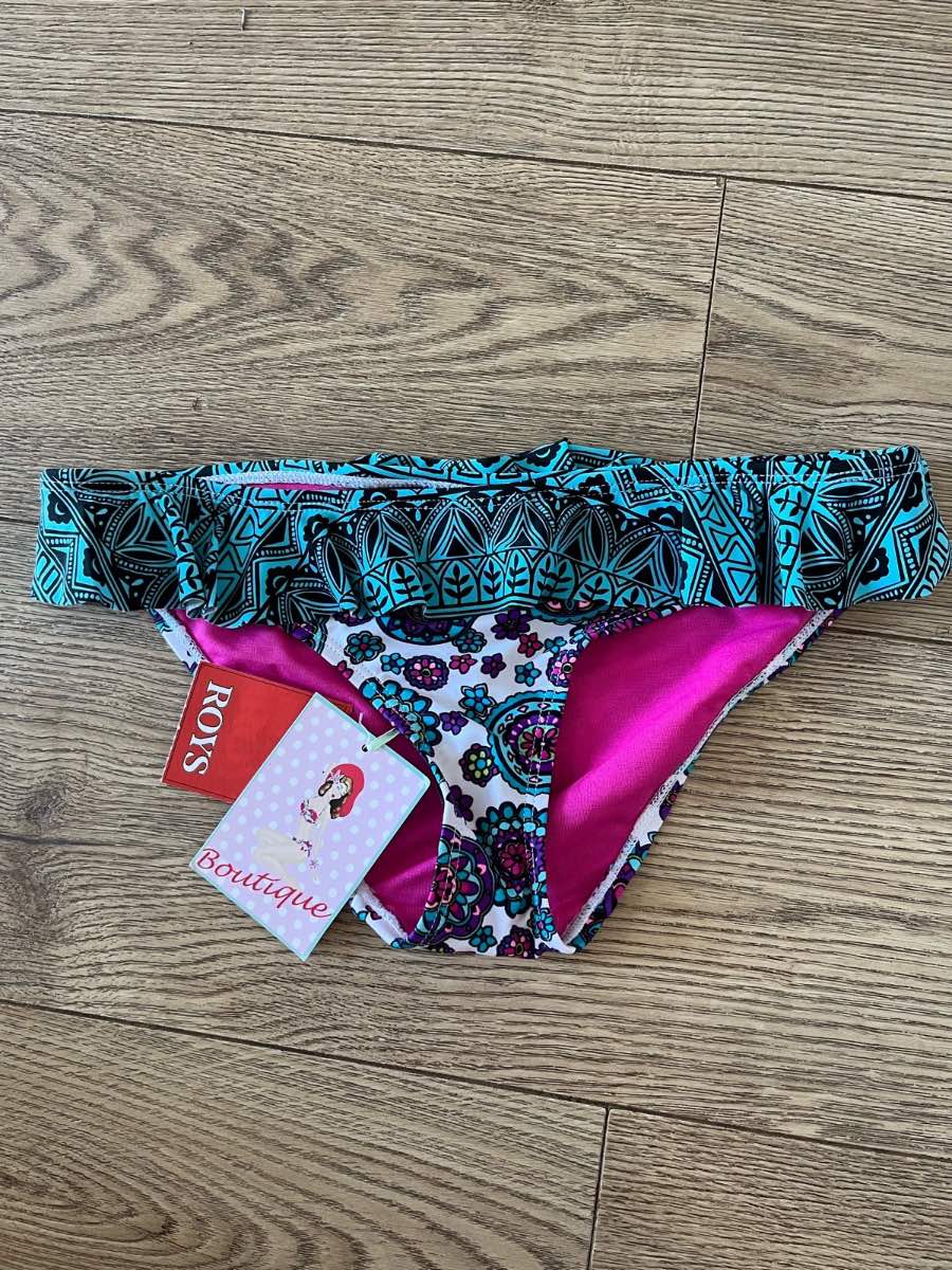 Roys Boutique Bikini Bottoms Size 8 BNWT Turquoise Pink Patterned