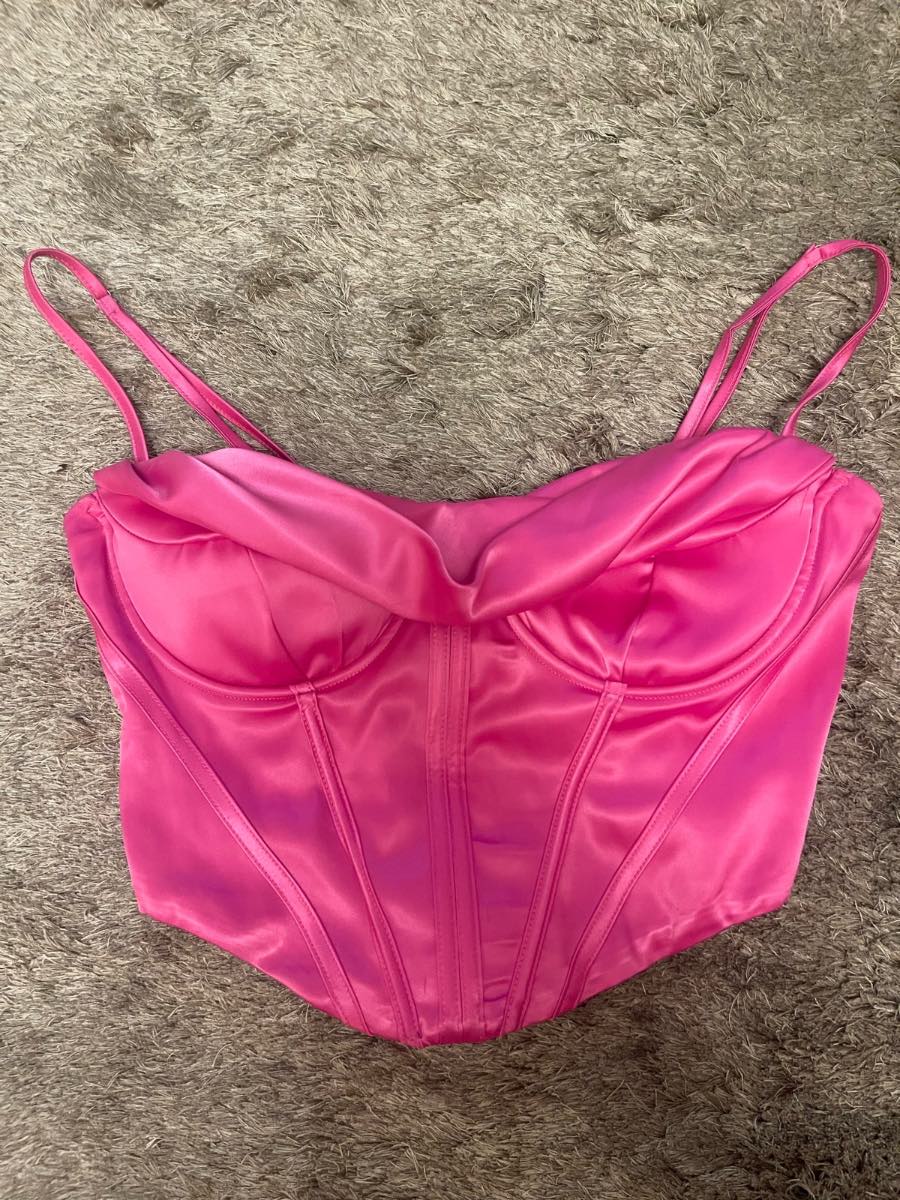 Hot Pink Satin Corset Top