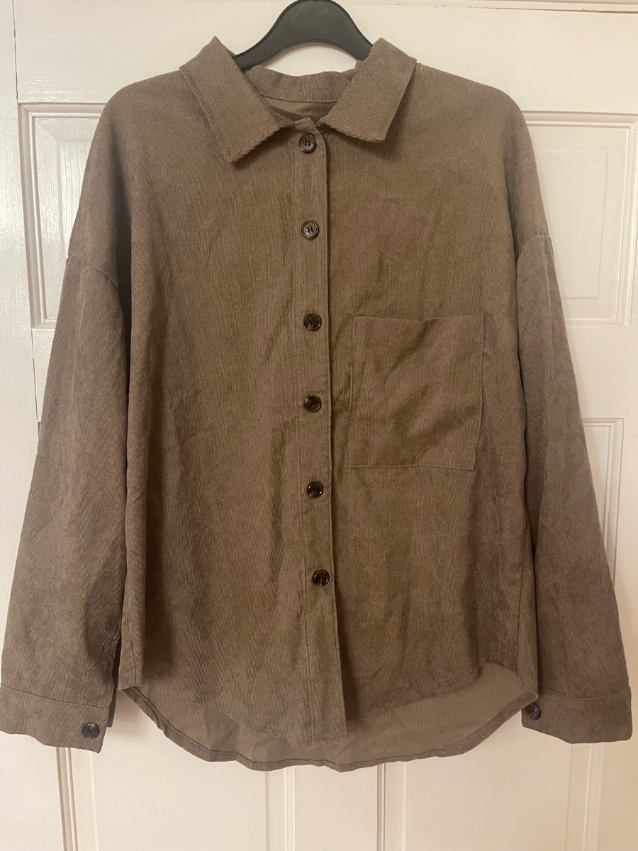 Shein Khaki Cord Shirt Jacket