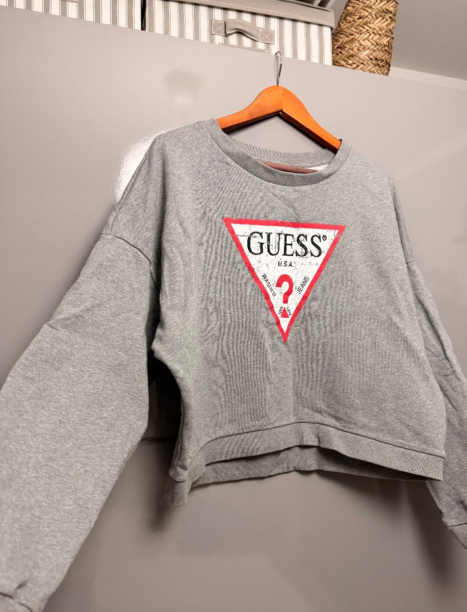Guess cropped sweatshirt grey size L