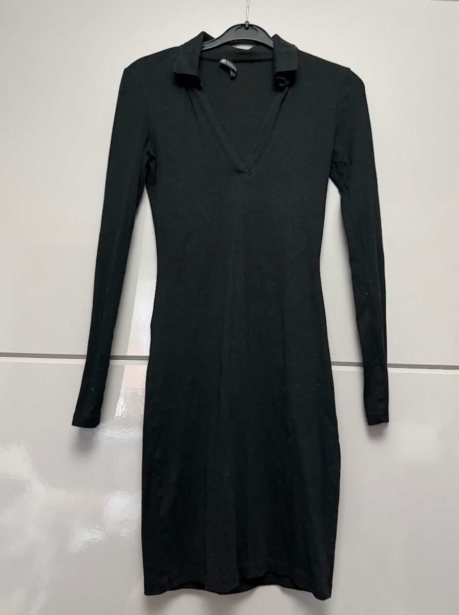Zara knitted dress black size S long sleeve
