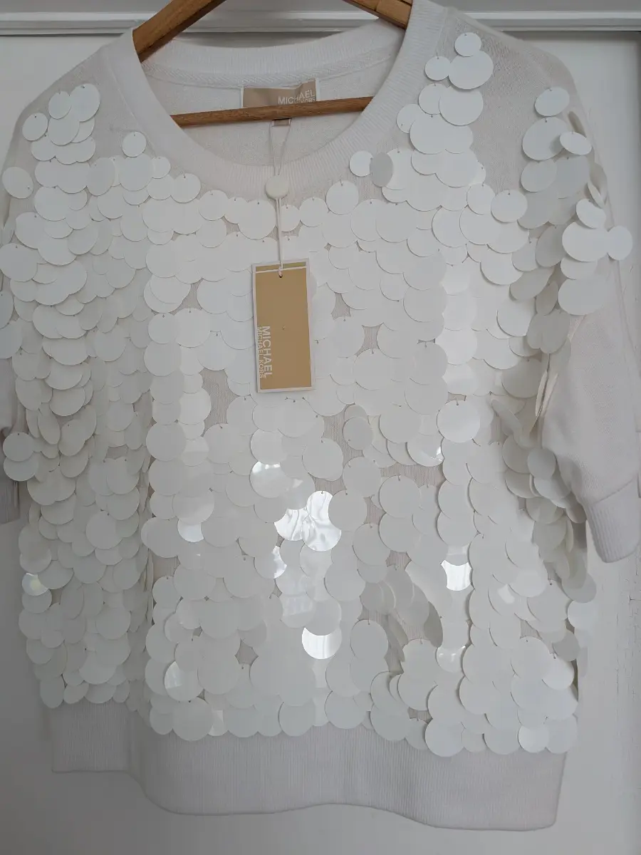Michael Kors White Statement Short Sleeve Sweatshirt