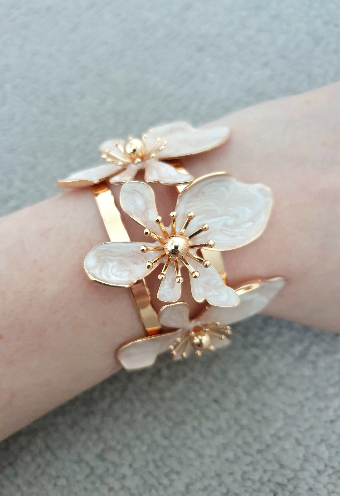 Floral Cuff Bangle Bracelet