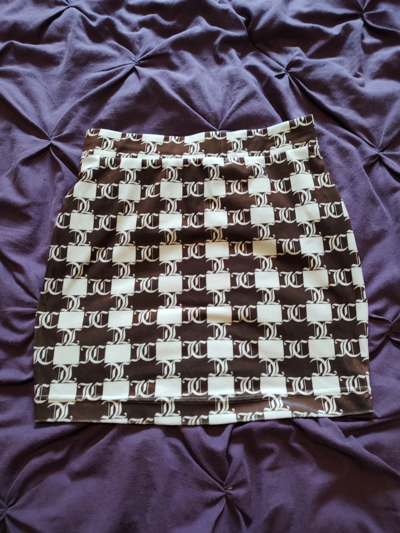 Brown/Cream Juicy Couture Velour Mini Skirt In Womens Size Small