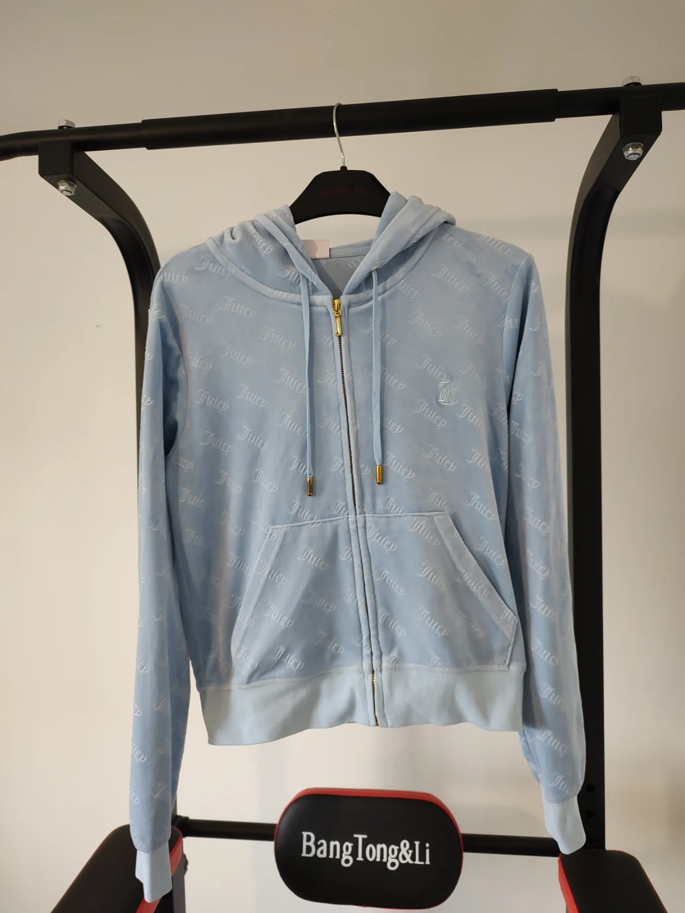 Baby Blue Juicy Couture Velour Full Zip Hoodie In Womens Size Small