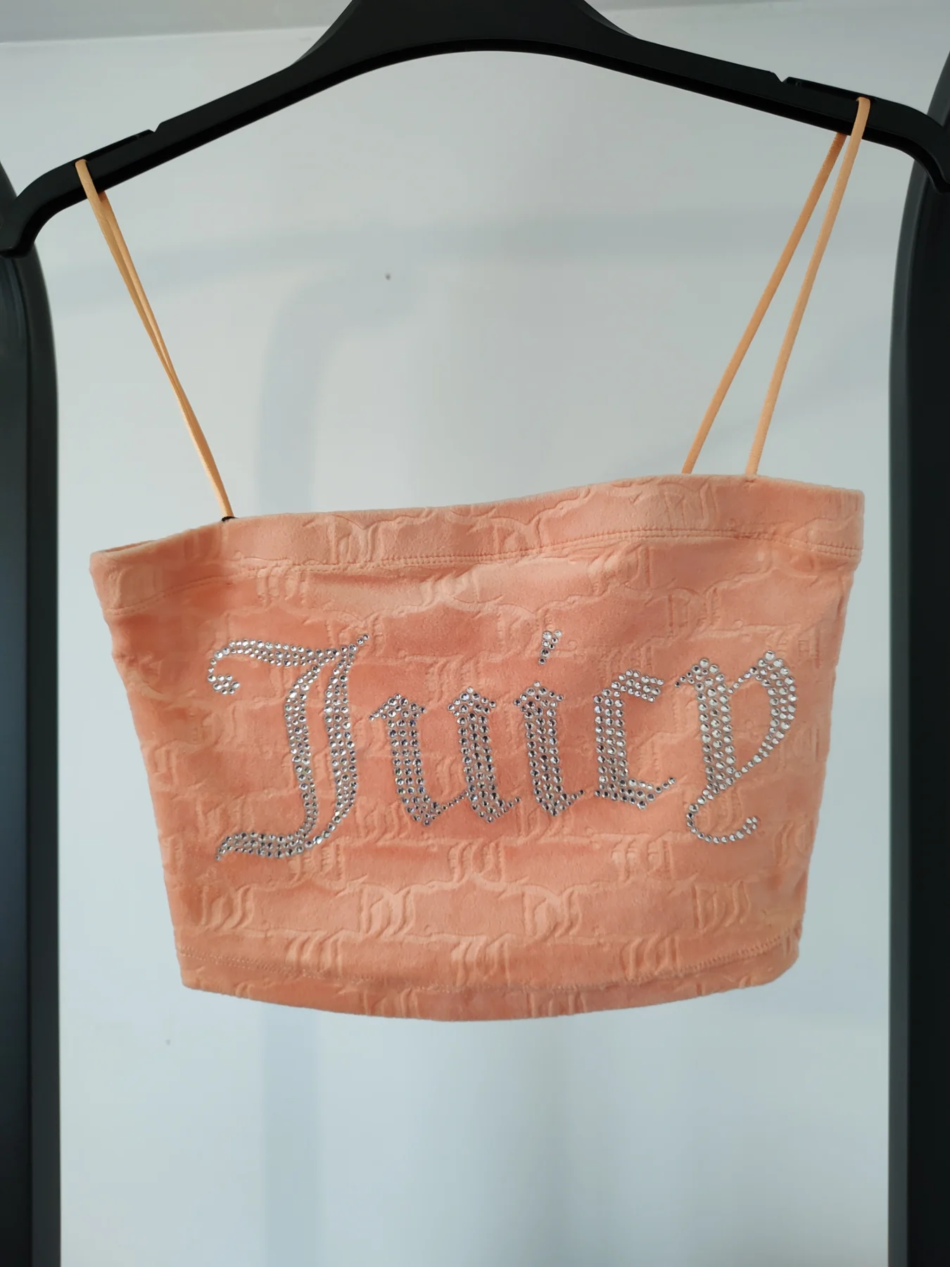 Peach Juicy Couture Velour Strappy Crop Top In Womens Size XS