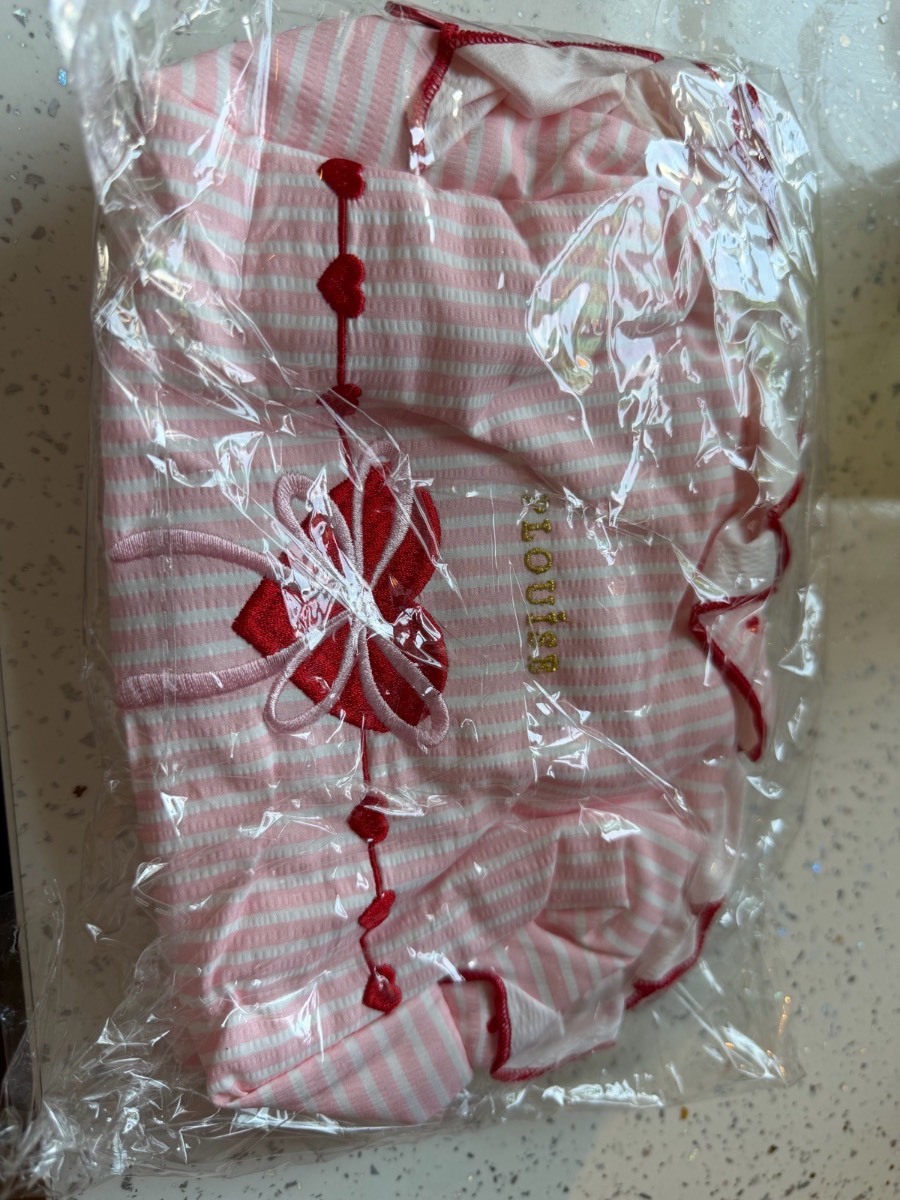 Plouise cherry heart stripe cosmetic bag