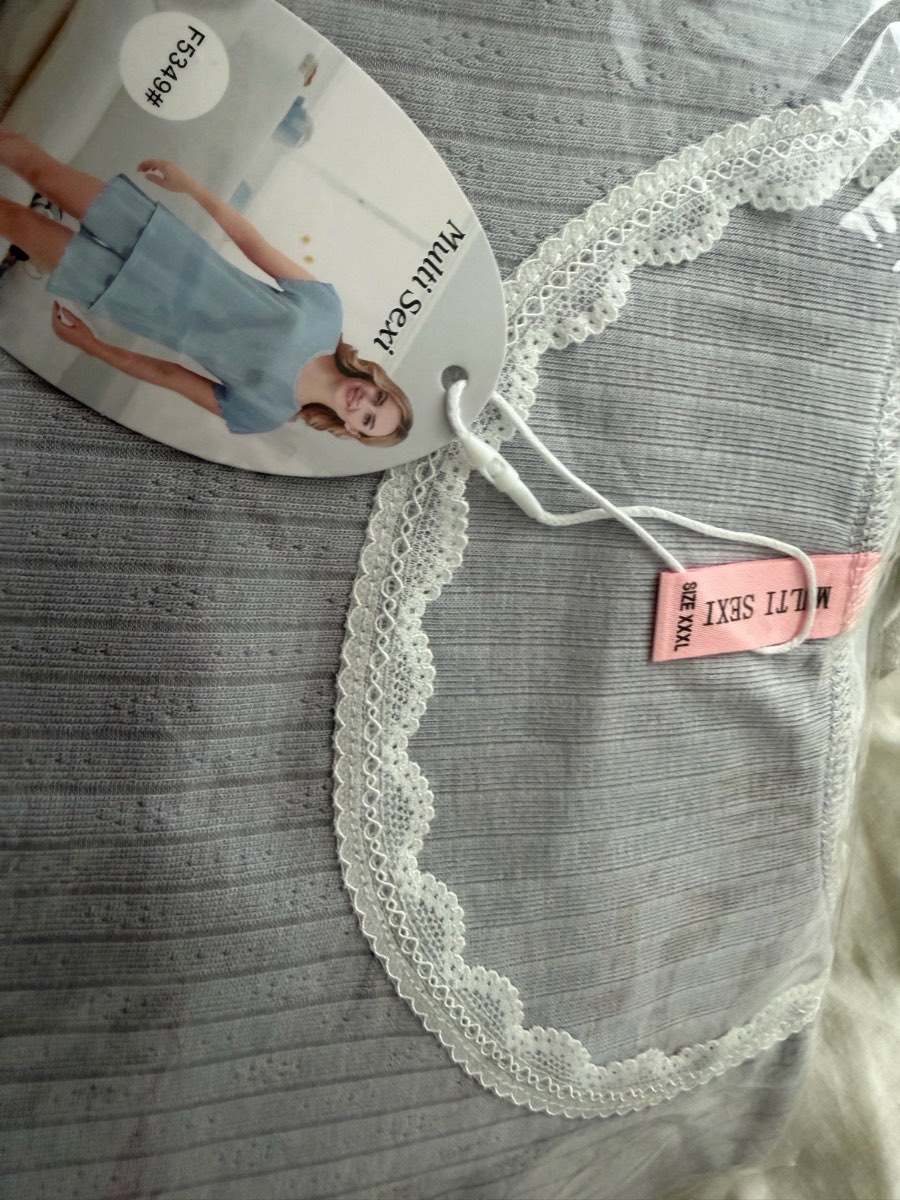 Grey lace trim pyjamas