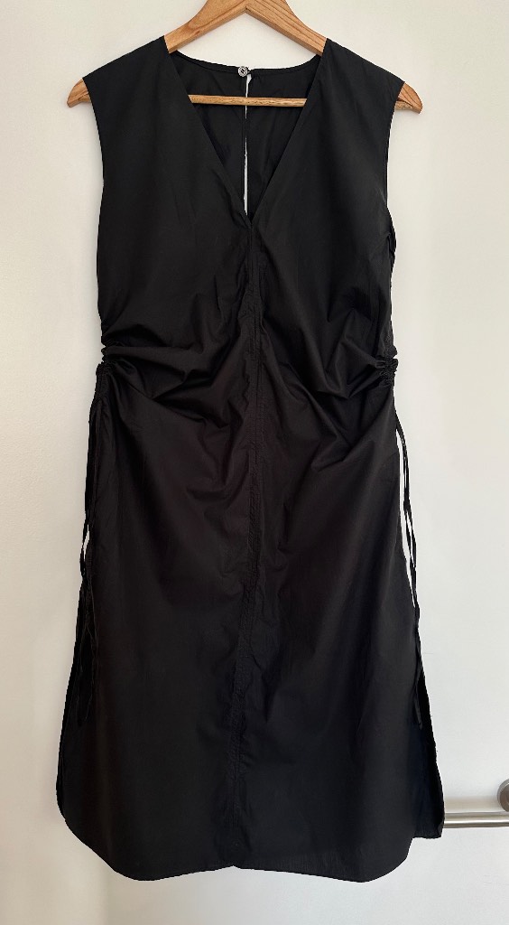 Y2K Korean Fashion Stylish Black Sleeveless Dress with Ruched Drawstring Sides