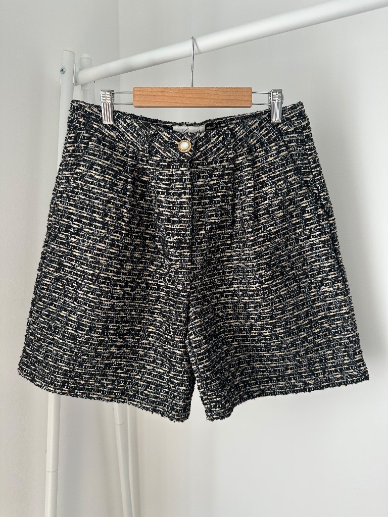 Korean Fashion Black & Gold Tweed Shorts