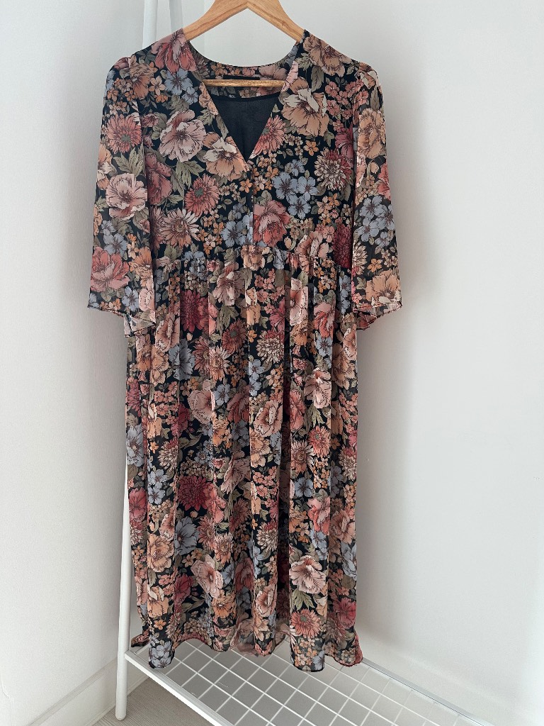 Vintage Style Floral Pattern Chiffon Dress