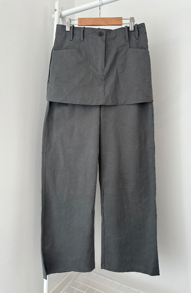 Y2K/Korean Fashion Women’s Grey Skirt-Over-Pant Trousers