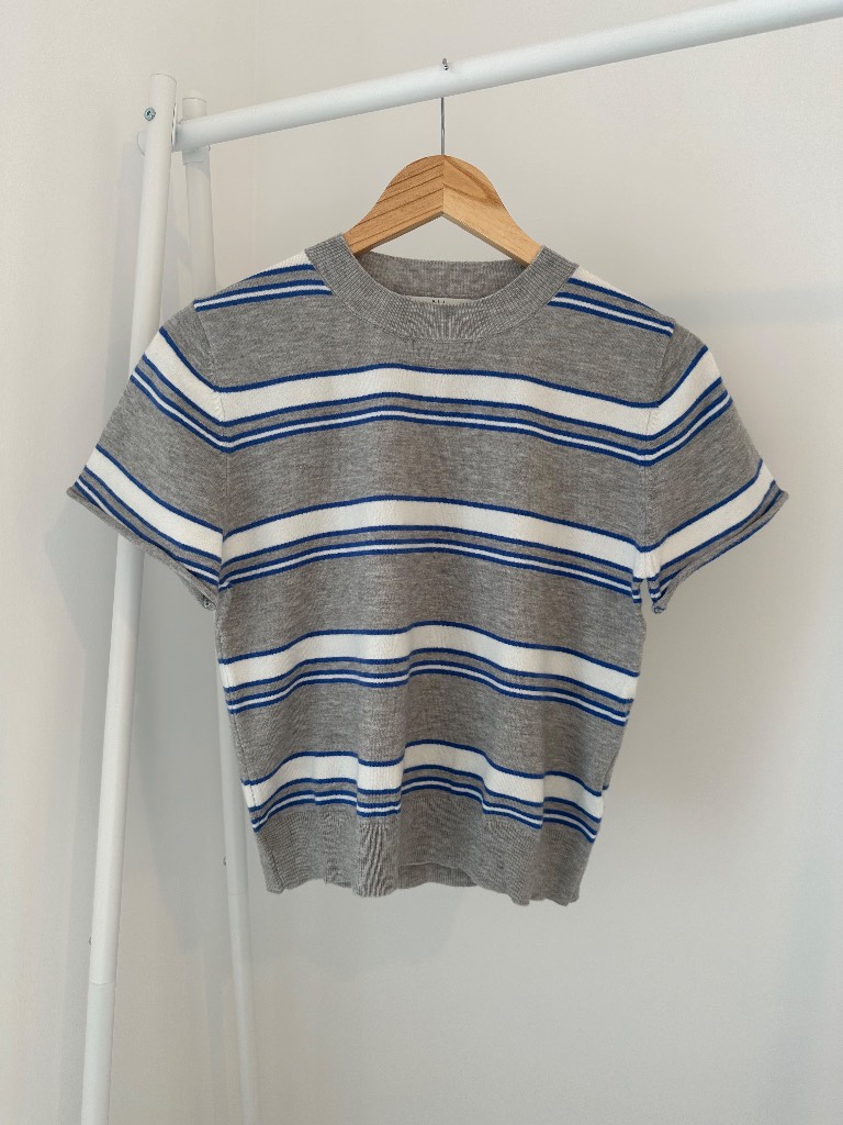 Korean Fashion Women’s Grey and White Striped Top