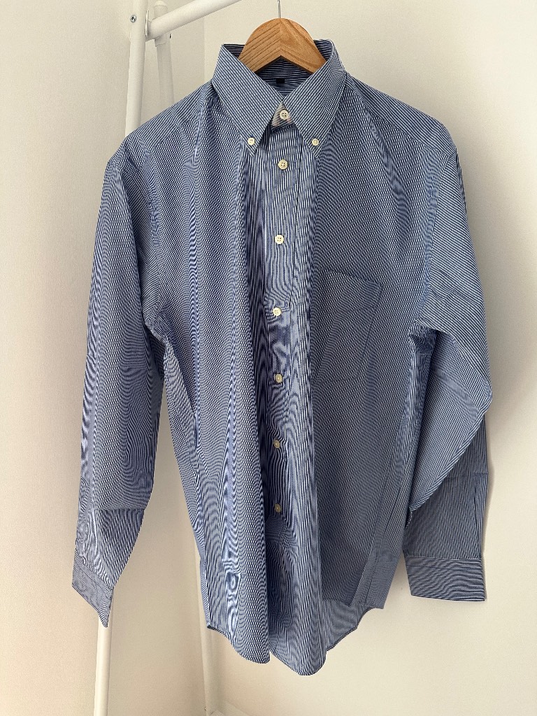 Men’s Blue & White Striped Button-down Shirt - Size 40