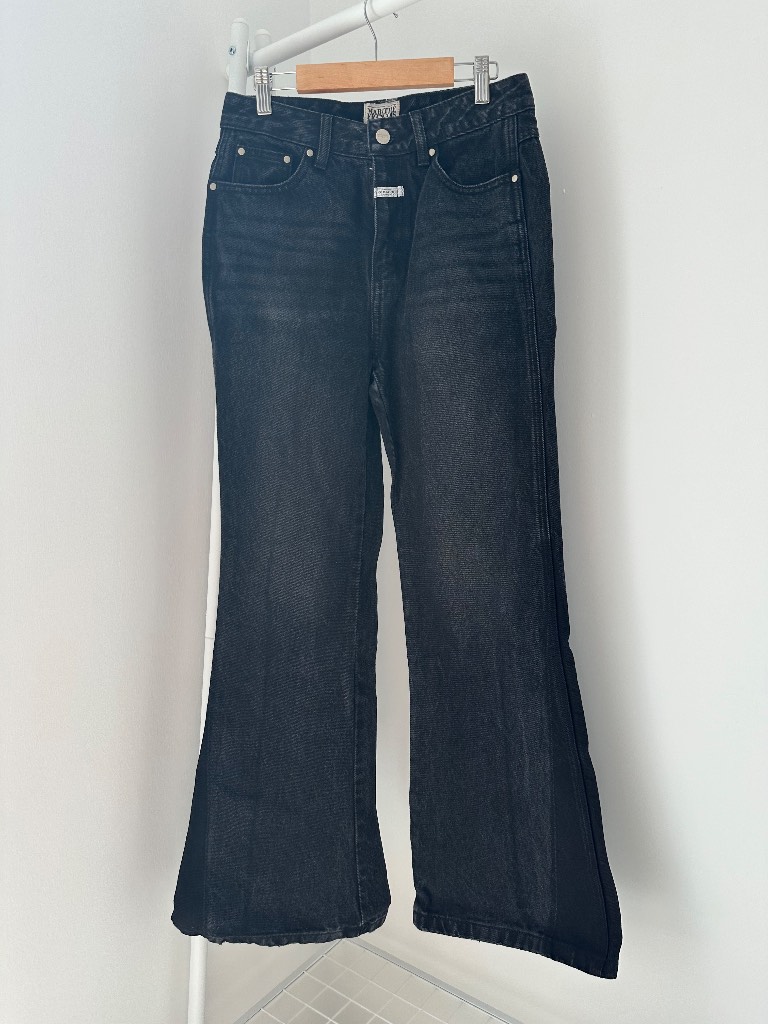 Marithe Francois Girbaud Women’s Black Flare Wide Leg Jeans - Size 25