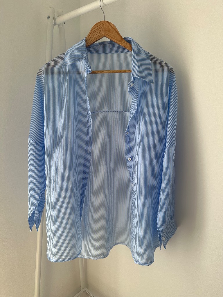 Oversized Blue & White Striped Shirt