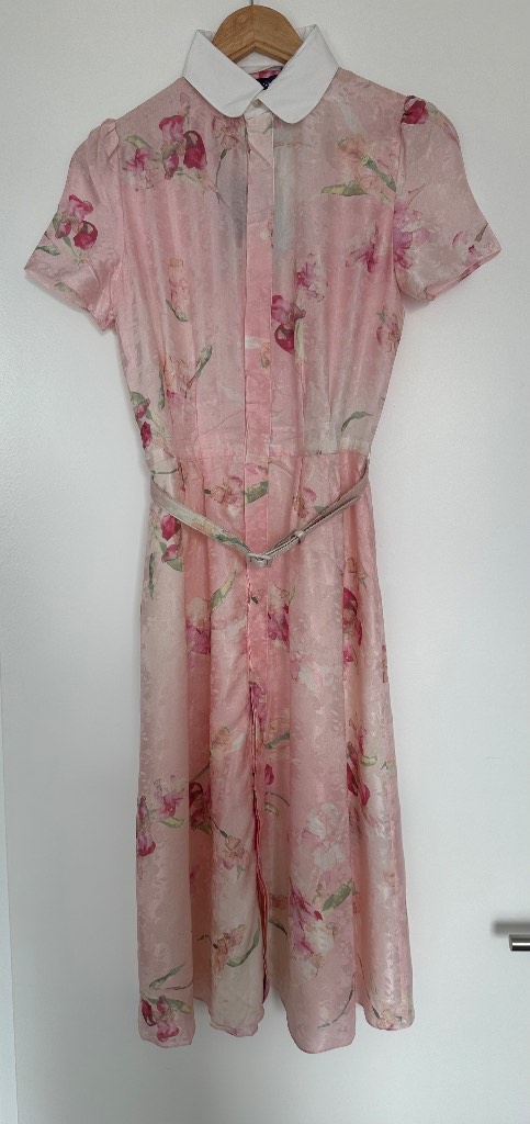 Ralph Lauren Purple Label Silk Floral Summer Wedding/Picnic Pink Dress - Size 2