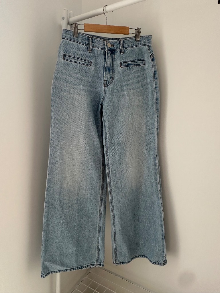 Y2K Korean Fashion Women's Stylish Light Wash Mid-Rise Stylish Wide Leg Jeans