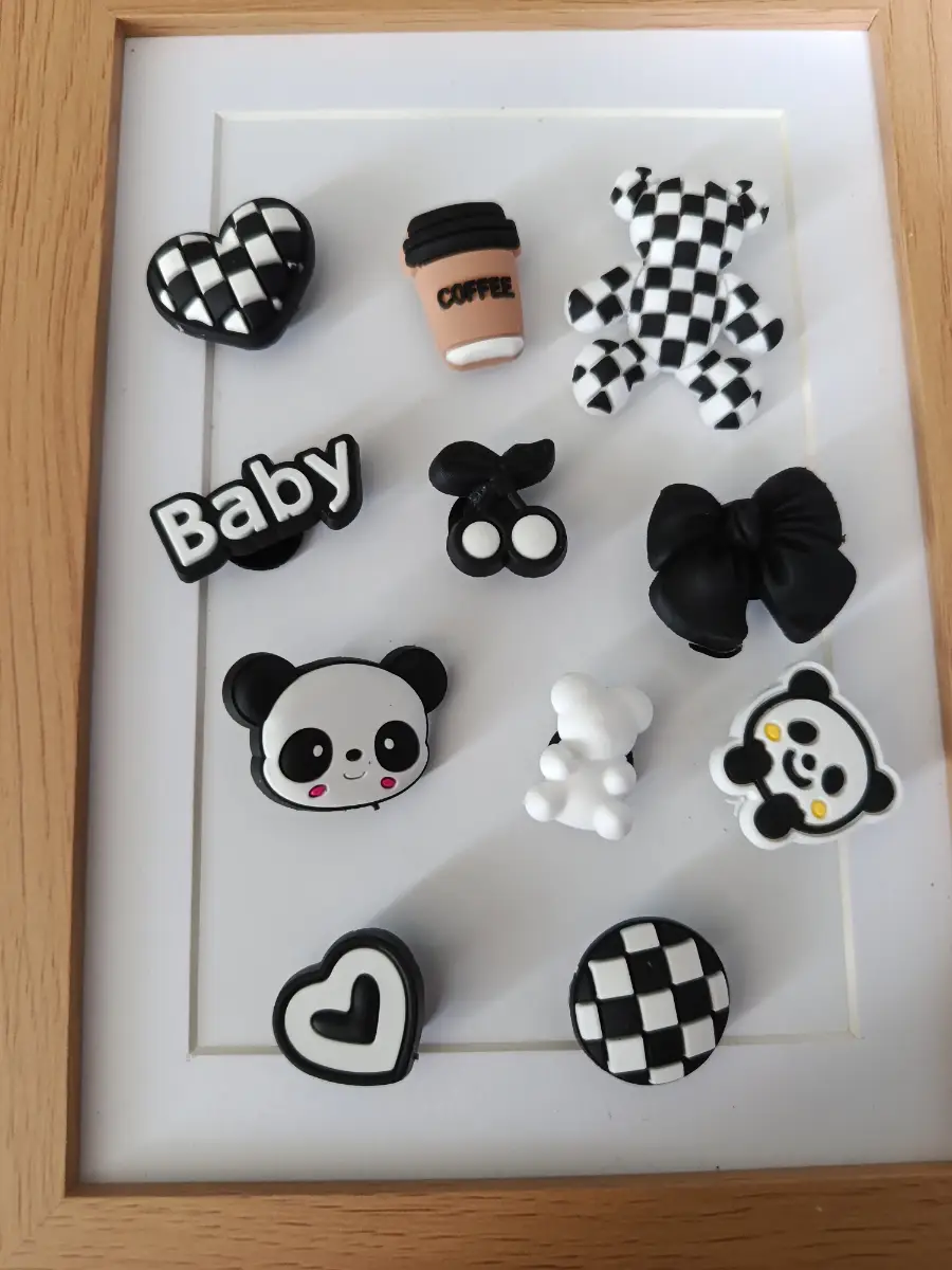 White Black emo crocs clogs charms jibbits