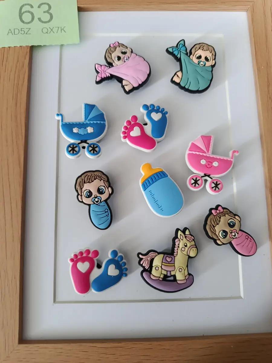 Gender reveal baby boy girl crocs clogs charms jibbits