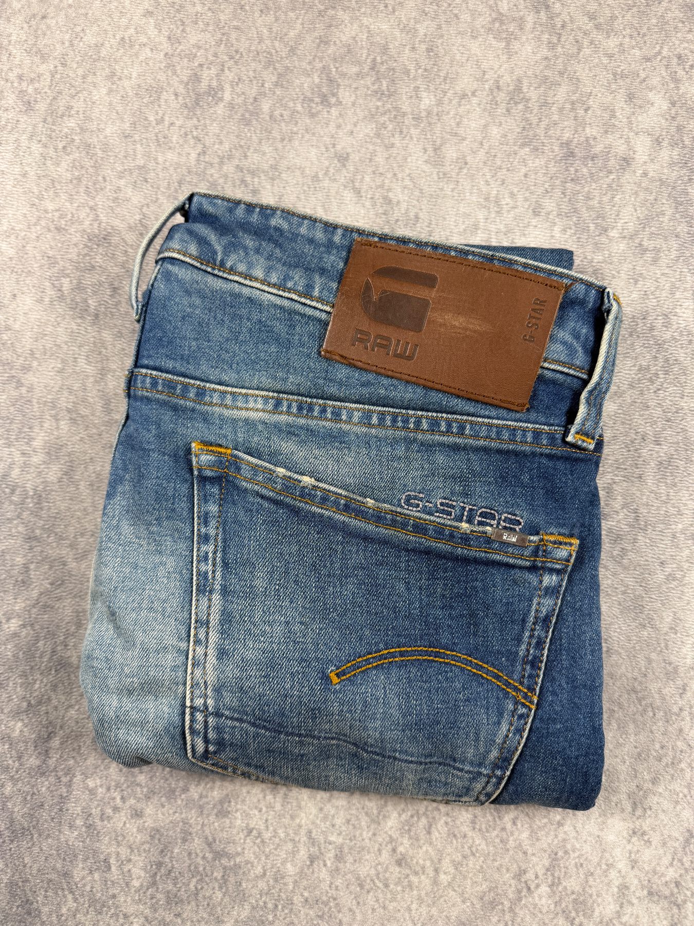 G-Star RAW 3301 Straight Tapered Jeans W30 L32 Blue Faded Denim