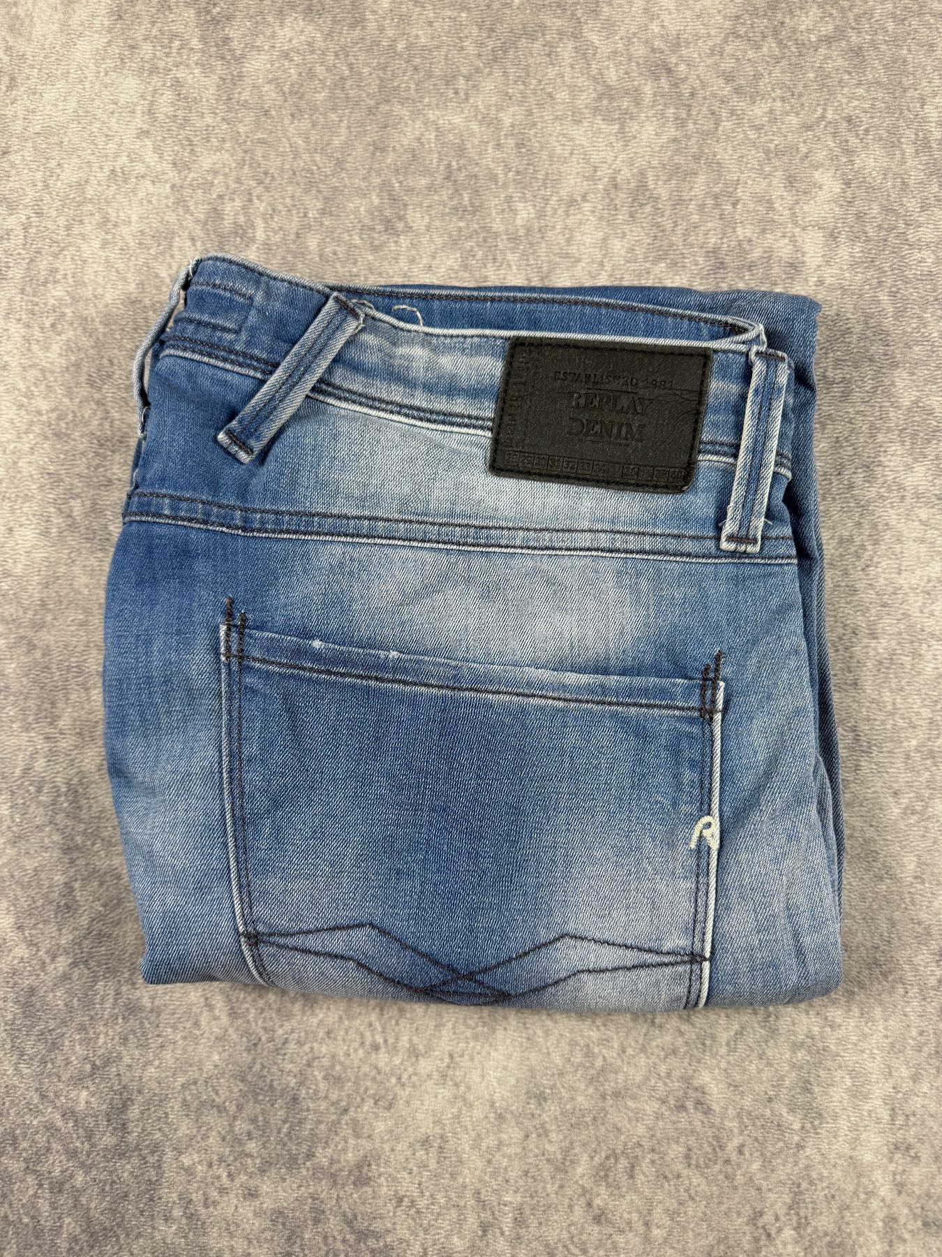 Replay Anbass Jeans W33 L32 Blue Slim Fit Faded Denim
