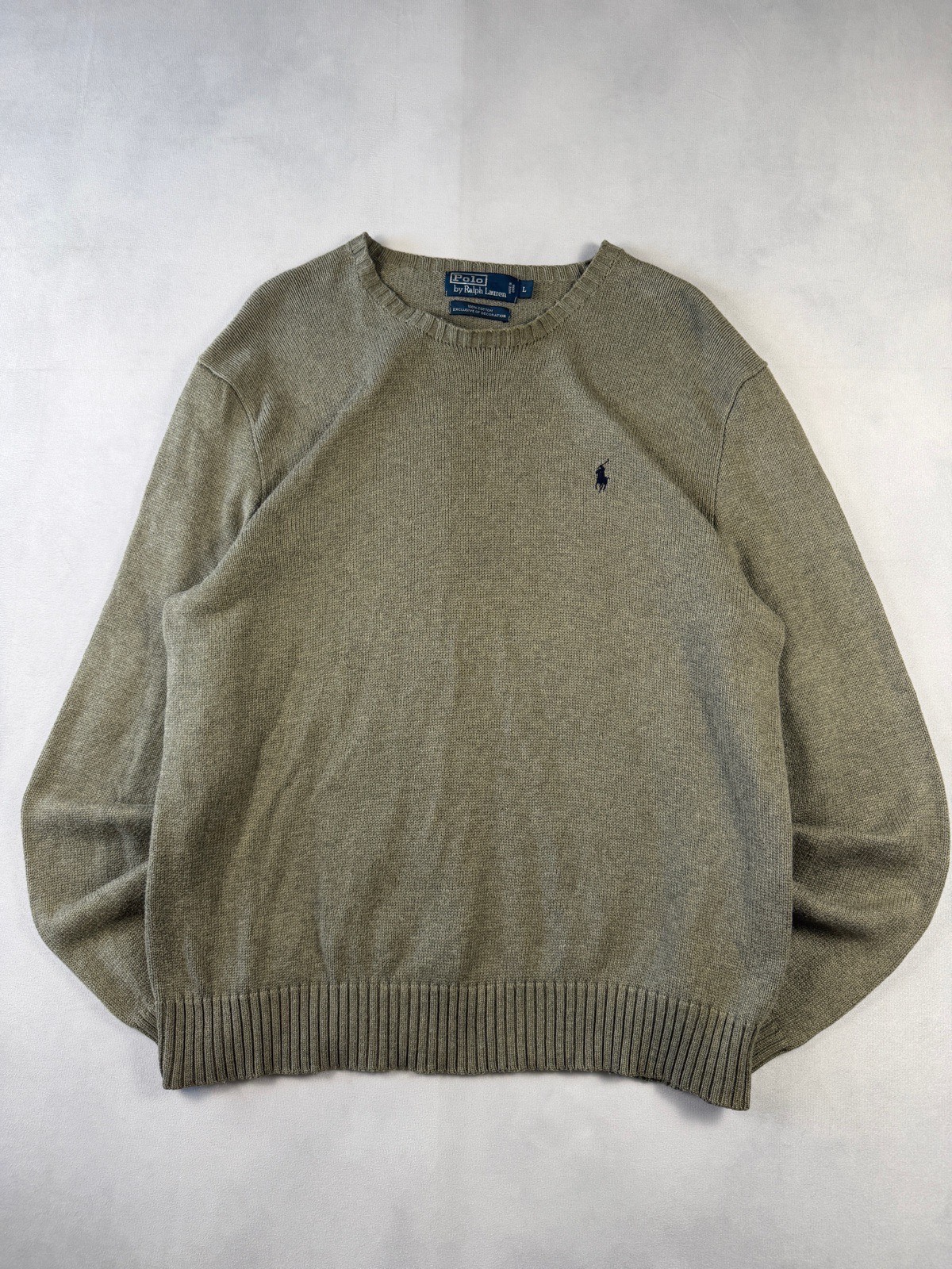Polo Ralph Lauren Grey Cotton Crew Neck Jumper Size L