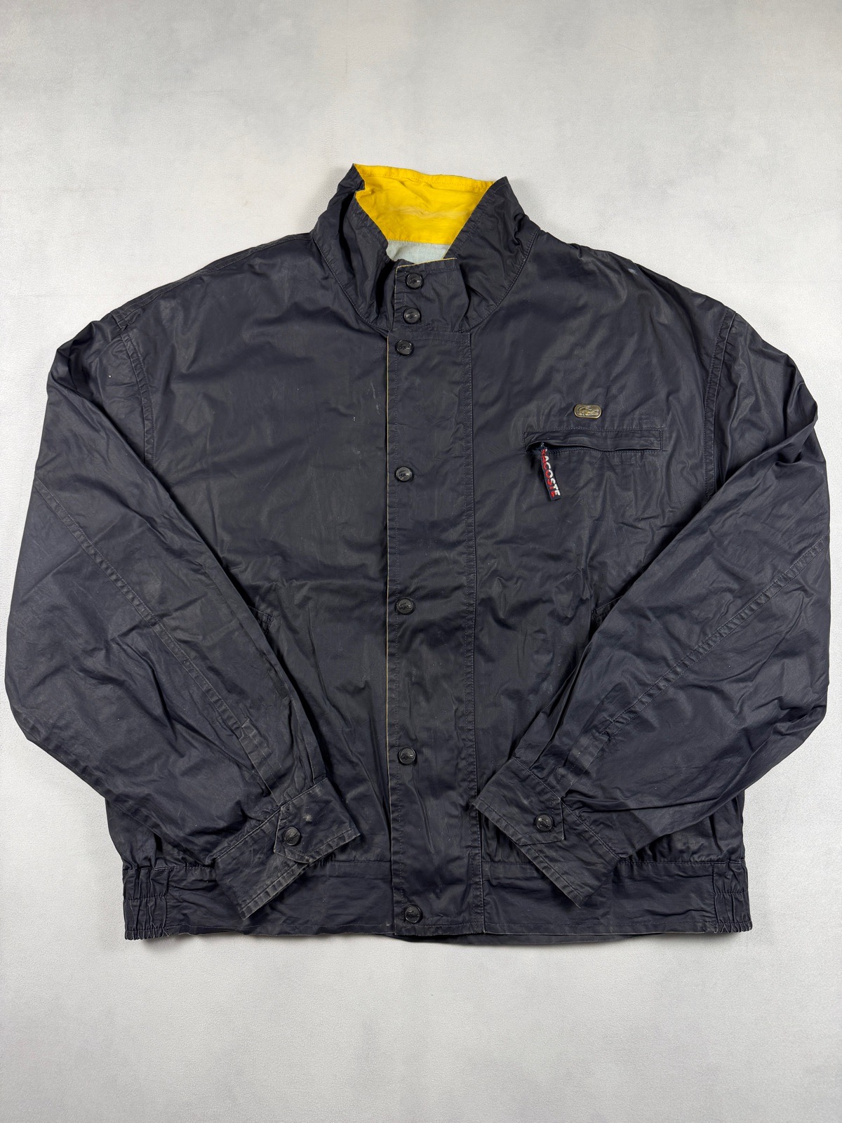Vintage Lacoste Jacket Navy Boxy Fit Crocodile Logo Size XL 90s Windbreaker