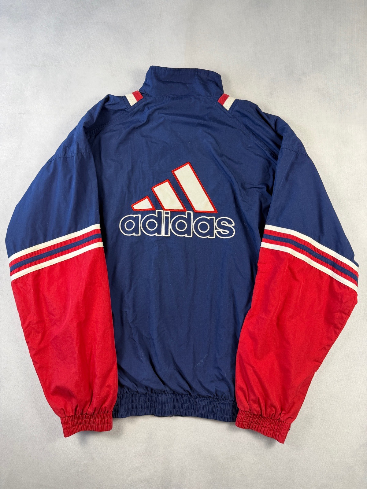Vintage Adidas 90s Windbreaker Jacket Navy Red Big Logo Size M