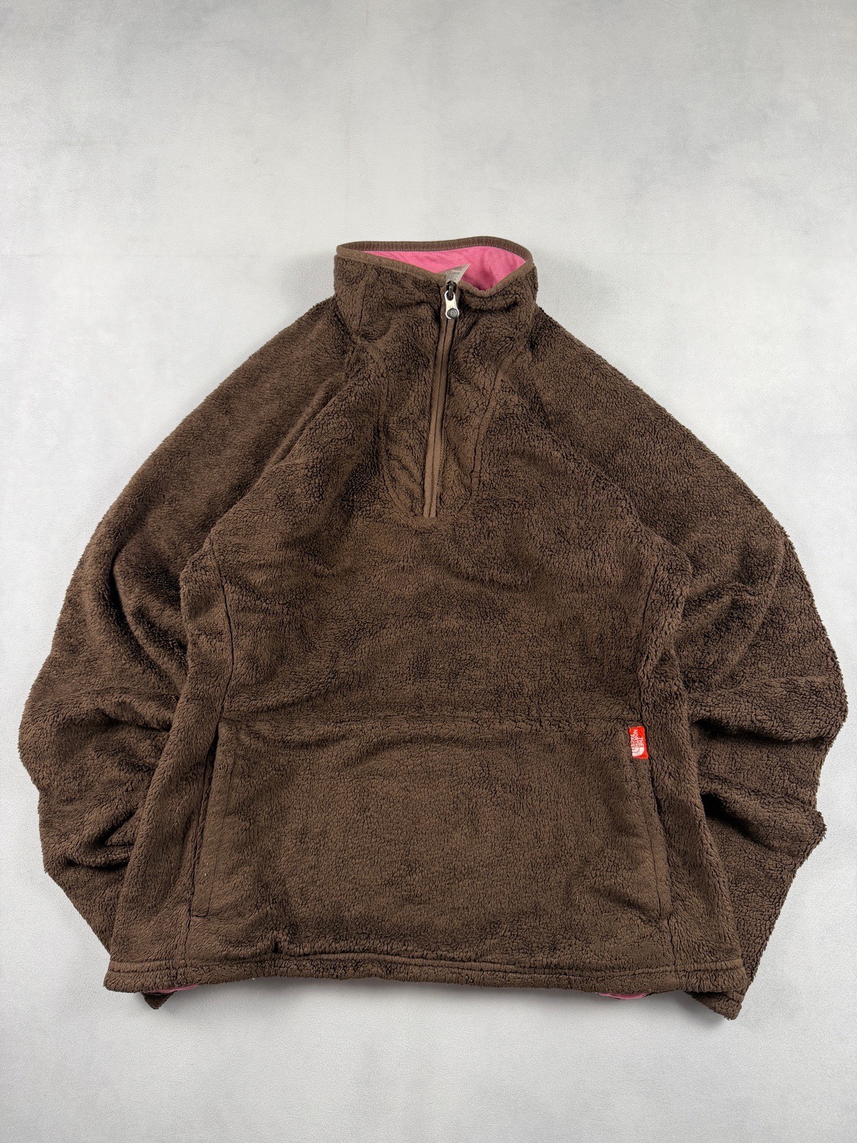 The North Face Brown Teddy Fleece 1/4 Zip Pullover Womens L UK 12