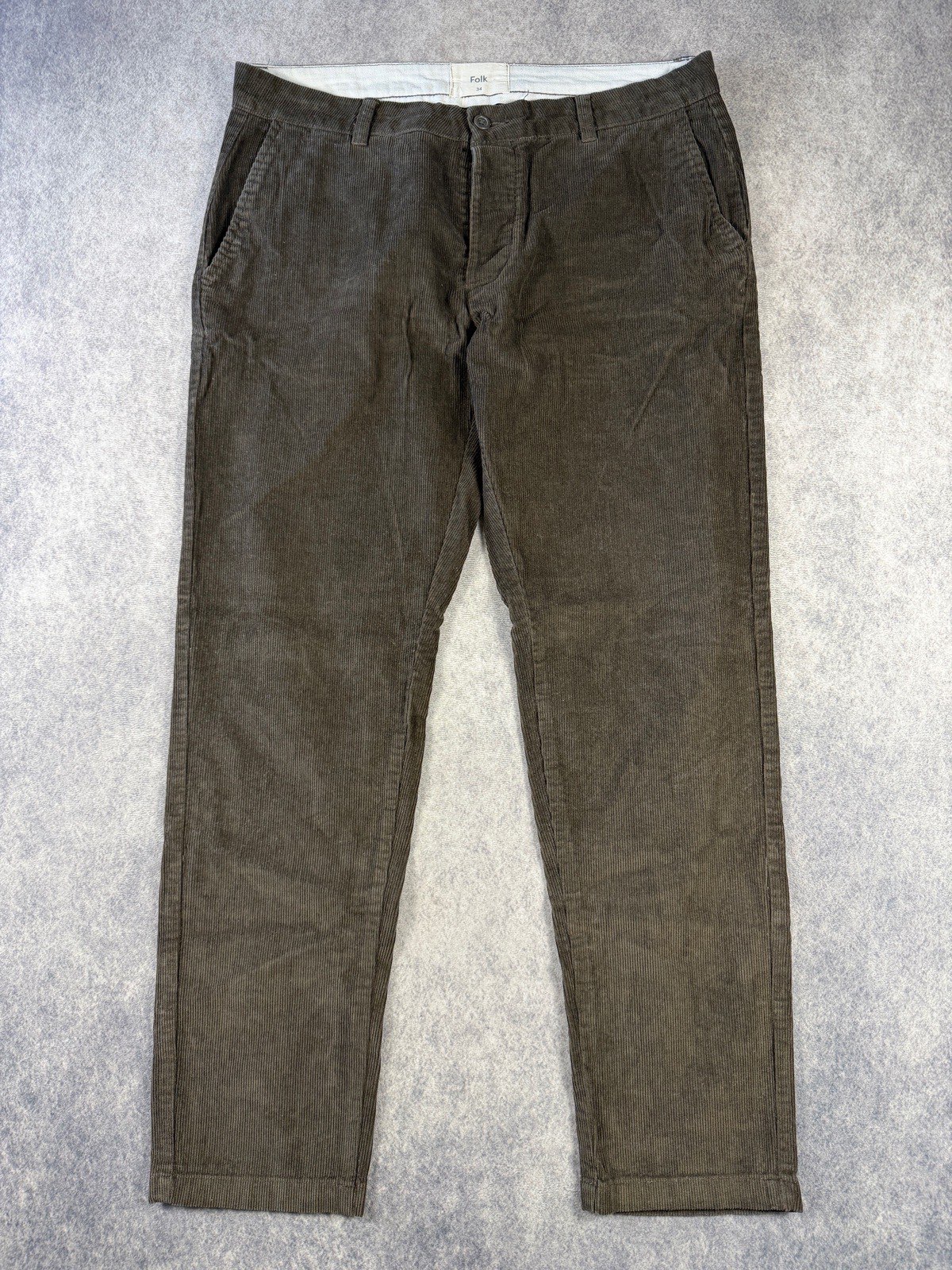 Folk Men’s Corduroy Trousers Brown Size 34 Straight Leg Chinos